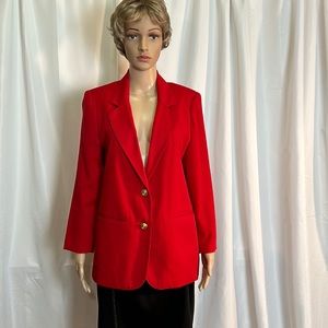 Sag, harbor, petite size 6 double breasted, longsleeved red blazer